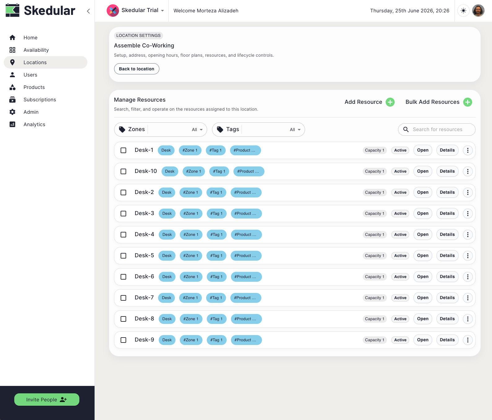 Resource management screenshot