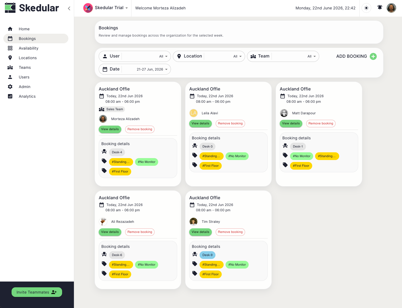 Attendance and workplace visibility screenshot